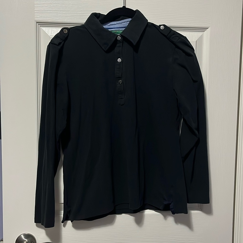 Women's Tommy Hilfiger Golf Polo-Style Long-Sleeve T-Shirt Black Business Casual